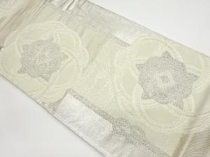 リサイクル　縞に変わり華紋・波模様織出し袋帯